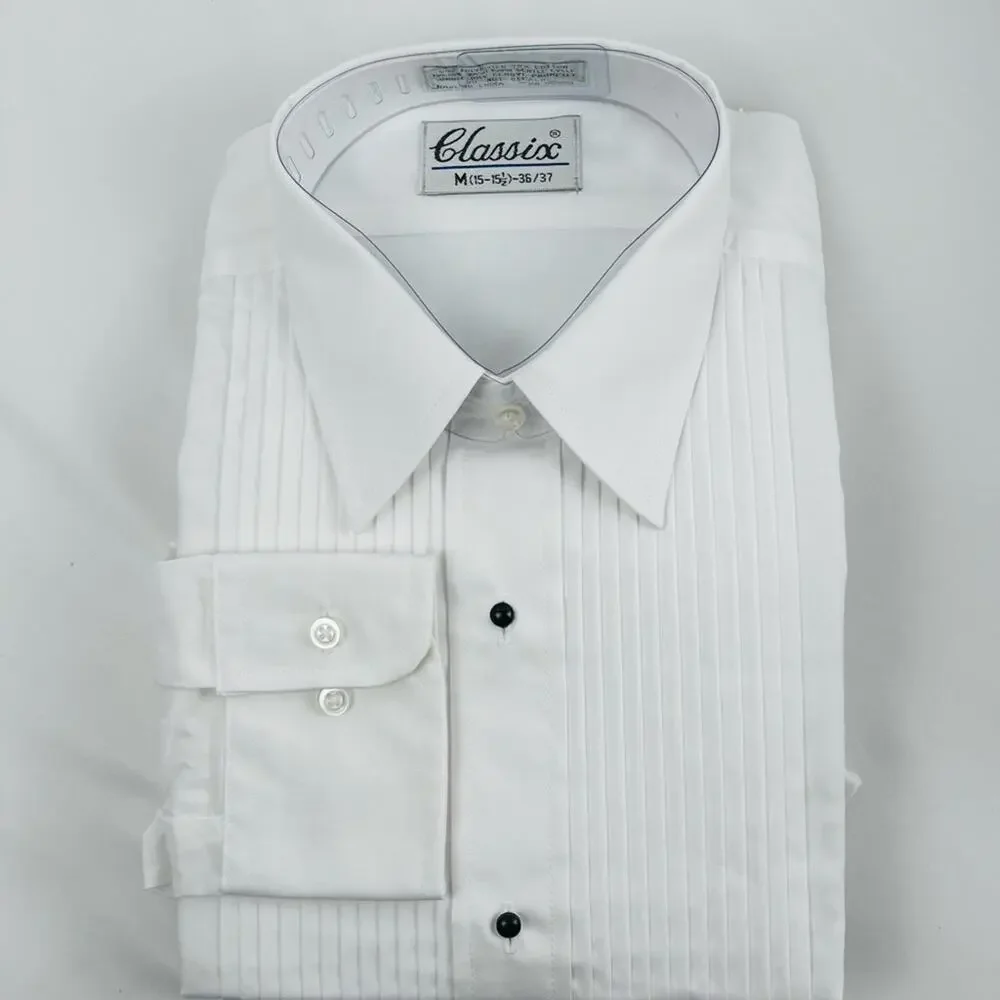 NWT Classix Men White Shirt w Black Buttons Tuxedo Formal Wear 3XL 19-19.5 38/39